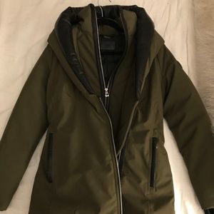 Small Army Green Rudsak Down Jacket with Leather